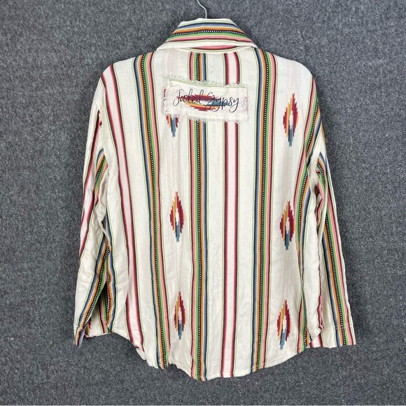 Jaded Gypsy Aztec Western Jacket Boho Southwest Serape Zip Shirt S/M Sunset Vibe - Picture 10 of 15